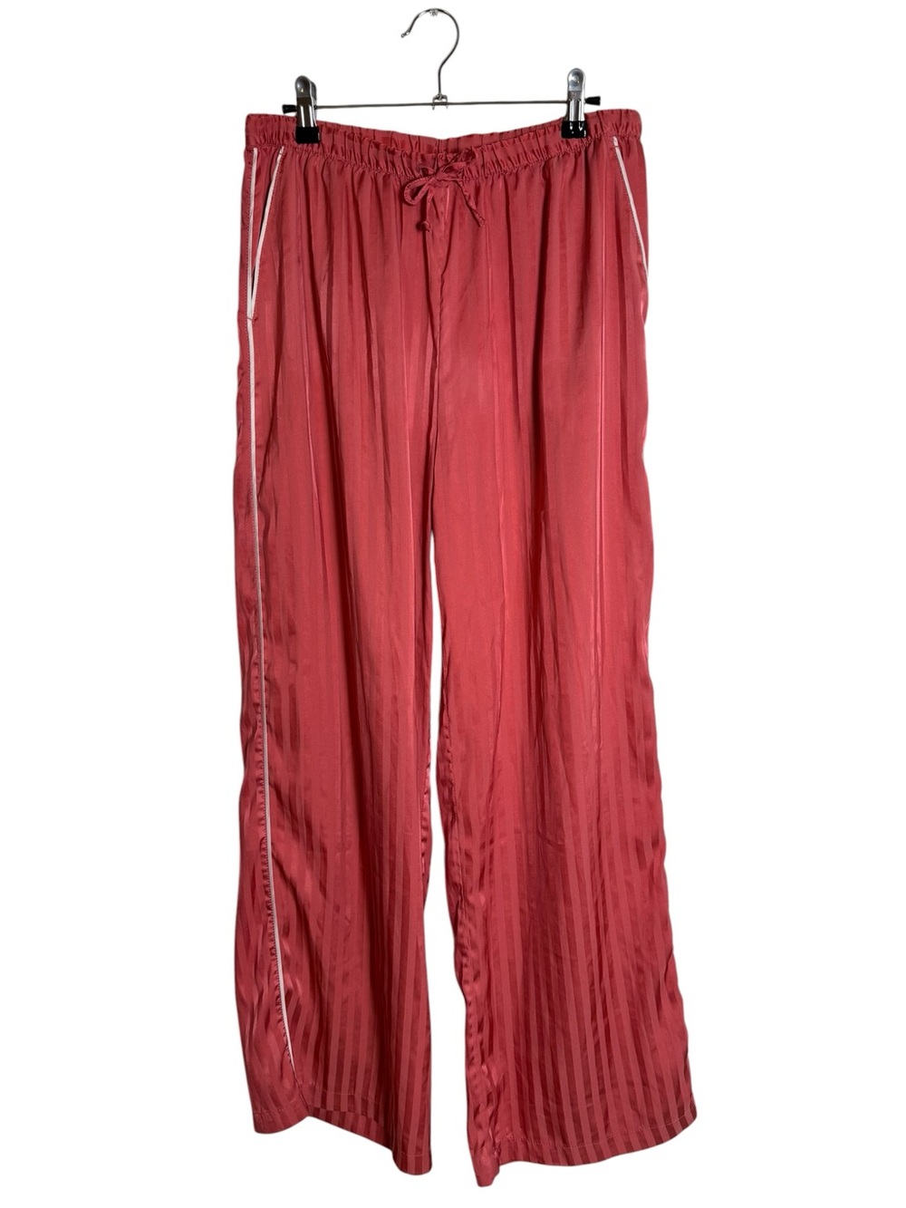 Auden Luxury Collection Shadow Stripe Satin Pink Pajama Pants